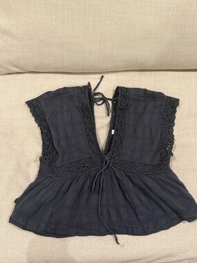 American Eagle Outfitters Black Crochet-Trim Tie-Front Camisole